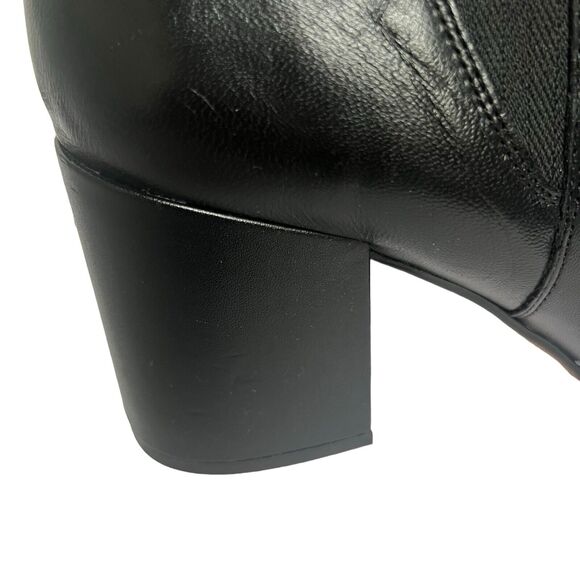 Franco Sarto Black Leather Ankle Boots Size 11 Block Heel Chelsea Boots Slip On - Picture 7 of 14